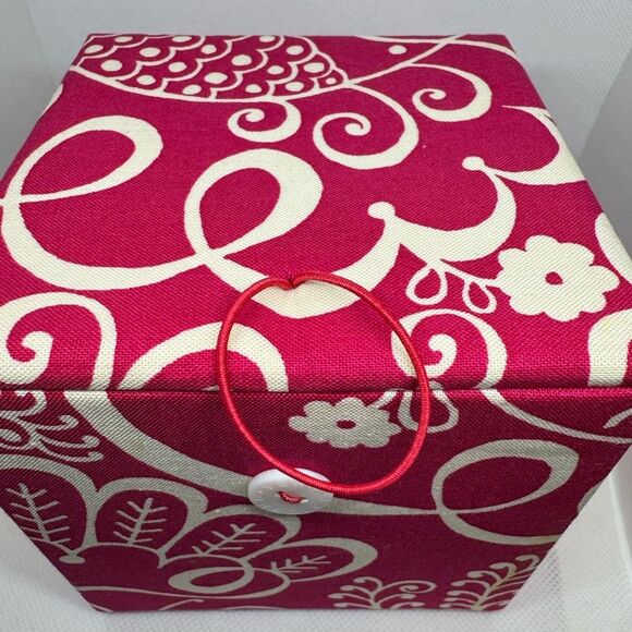 Vera Bradley Twirly Birds Pink Glass Ball Ornament In Fabric Box Retired 2010 - Picture 6 of 7